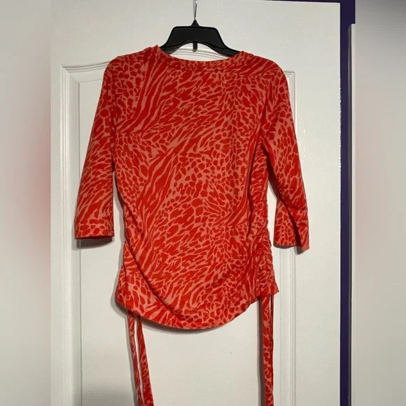 Sportelle Orange Animal Print Blouse - Picture 2 of 5